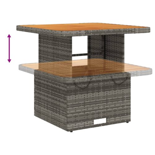 3-Piece Bistro Set with Cushions Grey Poly Rattan - Image 6
