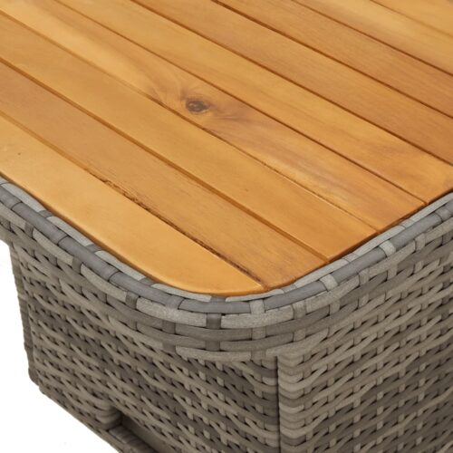 3-Piece Bistro Set with Cushions Grey Poly Rattan - Image 8