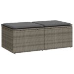 2-Piece Garden Sofa Set with Cushions Grey Poly Rattan Acacia