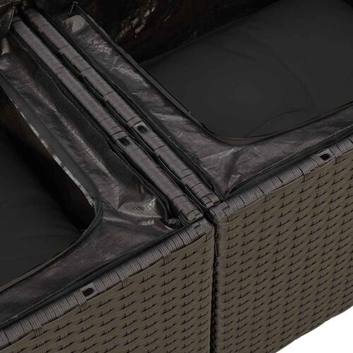 4-Piece Garden Sofa Set with Cushions Black Poly Rattan - Image 11