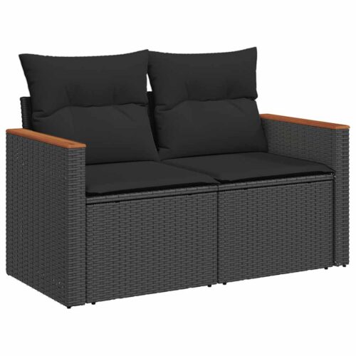 6-Piece Garden Sofa Set with Cushions Black Poly Rattan - Image 4