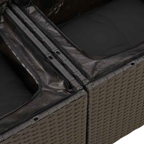 6-Piece Garden Sofa Set with Cushions Black Poly Rattan - Image 12