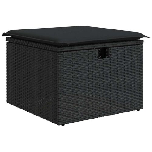 6-Piece Garden Sofa Set with Cushions Black Poly Rattan - Image 5
