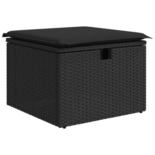 7-Piece Garden Sofa Set with Cushions Black Poly Rattan - Image 6