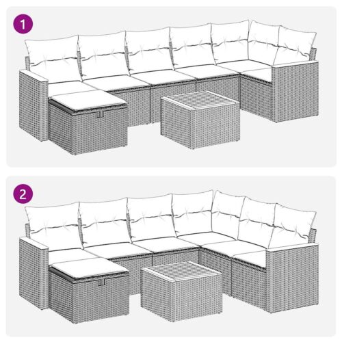 8-Piece Garden Sofa Set with Cushions Black Poly Rattan - Image 12