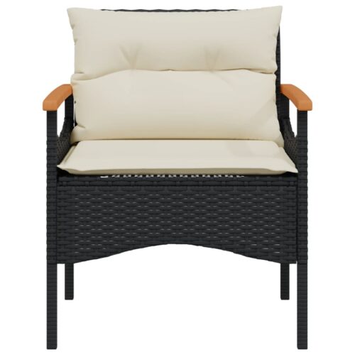 3-Piece Garden Sofa Set with Cushions Black Poly Rattan - Image 5