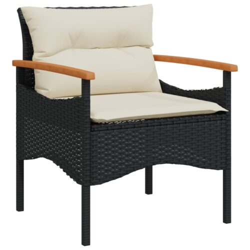 3-Piece Garden Sofa Set with Cushions Black Poly Rattan - Image 6