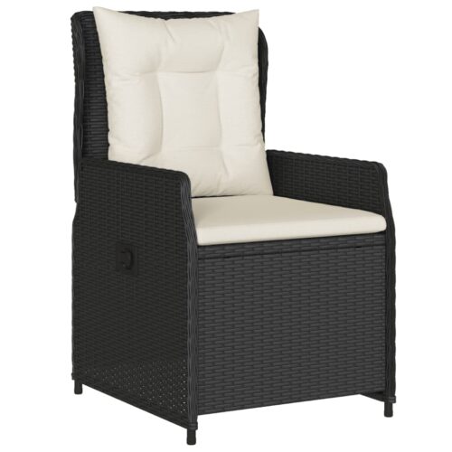 3-Piece Garden Dining Set with Cushions Black Poly Rattan - Image 3