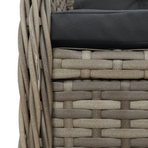 5-Piece Garden Dining Set with Cushions Grey Poly Rattan - Image 6
