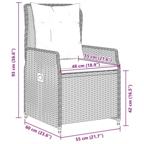 5-Piece Garden Dining Set with Cushions Grey Poly Rattan - Image 10