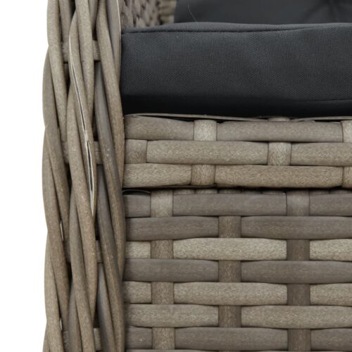 5-Piece Garden Dining Set with Cushions Grey Poly Rattan - Image 6