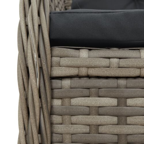 5-Piece Garden Dining Set with Cushions Grey Poly Rattan - Image 6