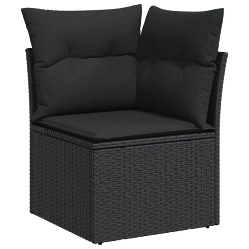 8-Piece Garden Sofa Set with Cushions Black Poly Rattan - Image 4