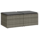 2-Piece Garden Sofa Set with Cushions Grey Poly Rattan Acacia