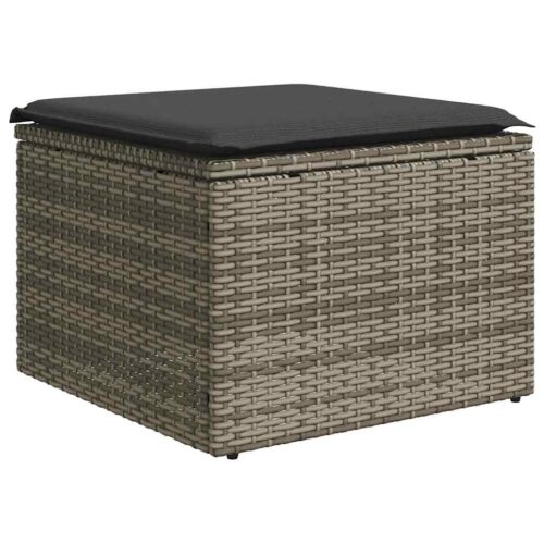 2-Piece Garden Sofa Set with Cushions Grey Poly Rattan Acacia - Image 4