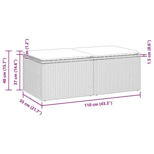 2-Piece Garden Sofa Set with Cushions Grey Poly Rattan Acacia - Image 6