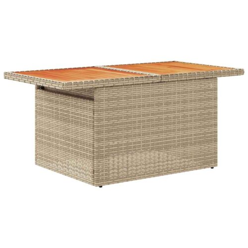5-Piece Garden Sofa Set with Cushions Beige Poly Rattan Acacia - Image 6