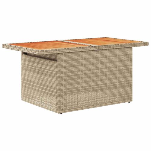 5-Piece Garden Sofa Set with Cushions Beige Poly Rattan Acacia - Image 6