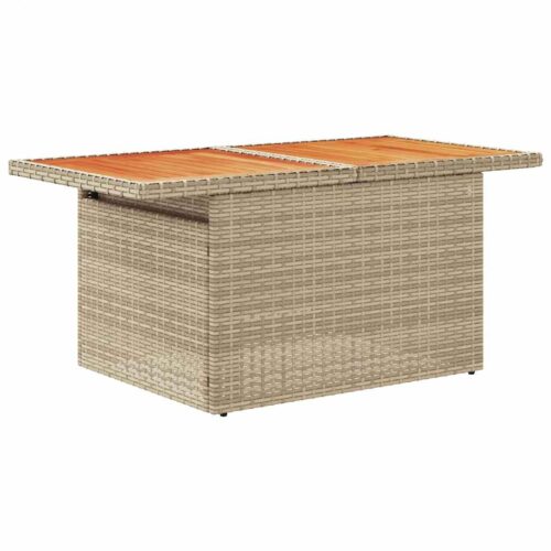 9-Piece Garden Sofa Set with Cushions Beige Poly Rattan Acacia - Image 6