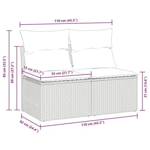 4-Piece Garden Sofa Set with Cushions Beige Poly Rattan Acacia - Image 6