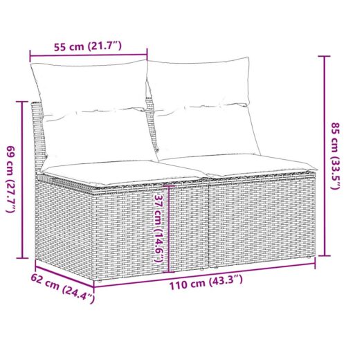 4-Piece Garden Sofa Set with Cushions Beige Poly Rattan Acacia - Image 7