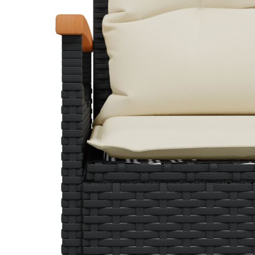 Garden Bench with Cushions 116x62.5x74cm Black Poly Rattan - Image 7