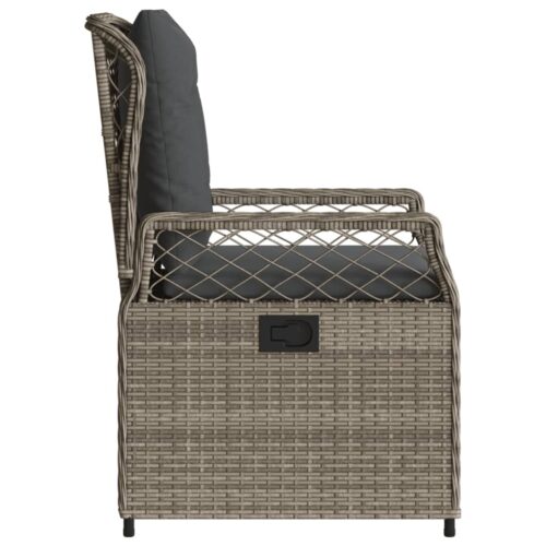 Reclining Garden Chairs 2pcs Grey Poly Rattan - Image 6
