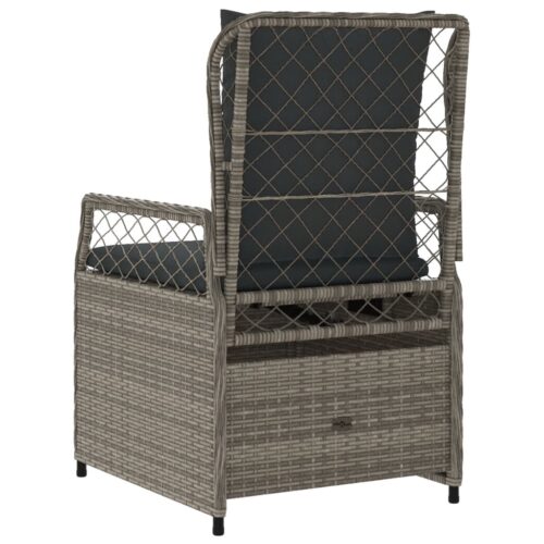 Reclining Garden Chairs 2pcs Grey Poly Rattan - Image 7