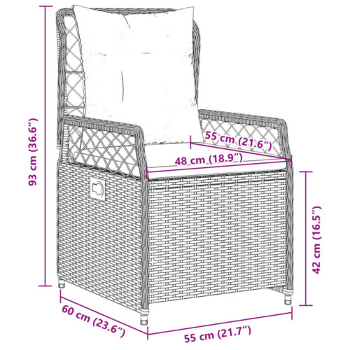 Reclining Garden Chairs 2pcs Grey Poly Rattan - Image 11