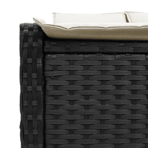 Double Sun Lounger with Cushions Black Poly Rattan - Image 7