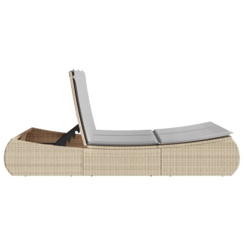 Double Sun Lounger with Cushions Beige Poly Rattan - Image 5