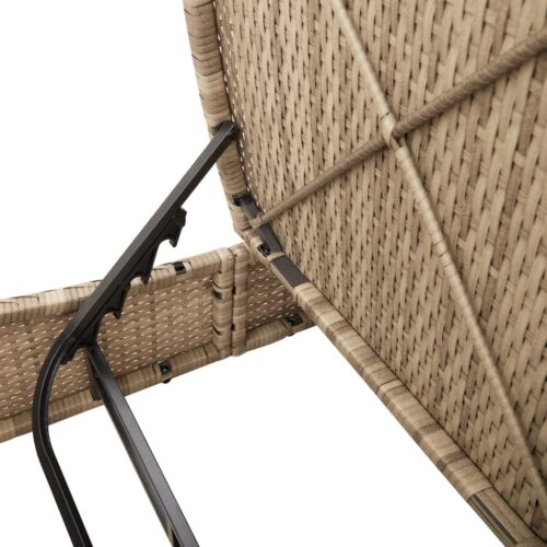 Double Sun Lounger with Cushions Beige Poly Rattan - Image 8