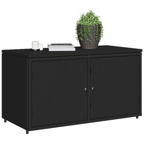 Garden Storage Cabinet Black 110x55x60.5cm Poly Rattan - Image 4