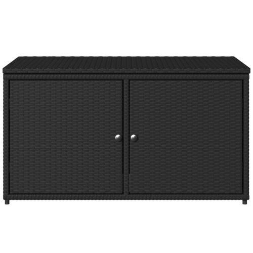 Garden Storage Cabinet Black 110x55x60.5cm Poly Rattan - Image 7