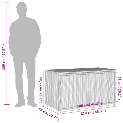 Garden Storage Cabinet Black 110x55x60.5cm Poly Rattan - Image 12
