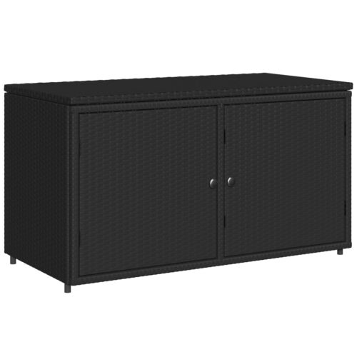 Garden Storage Cabinet Black 110x55x60.5cm Poly Rattan - Image 14