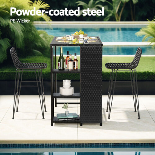 Gardeon Outdoor Bar Set Patio Furniture Dining Chairs Table and Chairs Wicker - Image 4