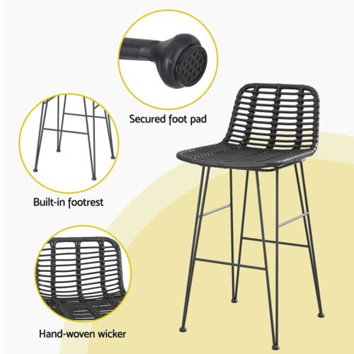 Gardeon Outdoor Bar Set Patio Furniture Dining Chairs Table and Chairs Wicker - Image 5