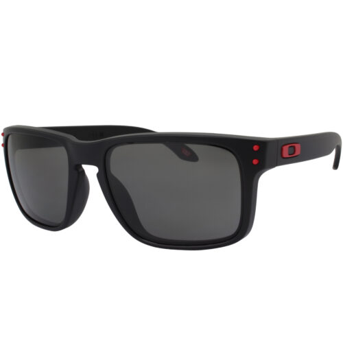 Oakley OO 9102-U255 Holbrook Matte Black Red Prizm Grey Lens Mens Sunglasses - Image 2