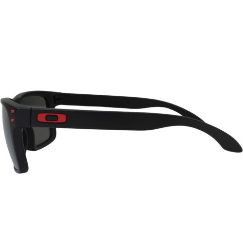 Oakley OO 9102-U255 Holbrook Matte Black Red Prizm Grey Lens Mens Sunglasses - Image 3