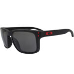 Oakley OO 9102-U255 Holbrook Matte Black Red Prizm Grey Lens Mens Sunglasses