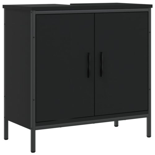 Wooden Bathroom Vanity Cabinet Basin Sink Storage Shelf Stand Unit Black 60x30x60cm