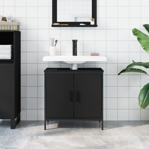 Wooden Bathroom Vanity Cabinet Basin Sink Storage Shelf Stand Unit Black 60x30x60cm - Image 3