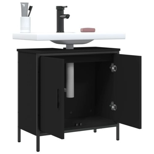 Wooden Bathroom Vanity Cabinet Basin Sink Storage Shelf Stand Unit Black 60x30x60cm - Image 4