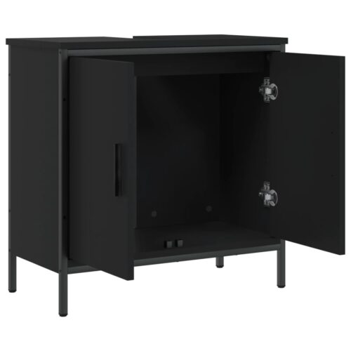 Wooden Bathroom Vanity Cabinet Basin Sink Storage Shelf Stand Unit Black 60x30x60cm - Image 6