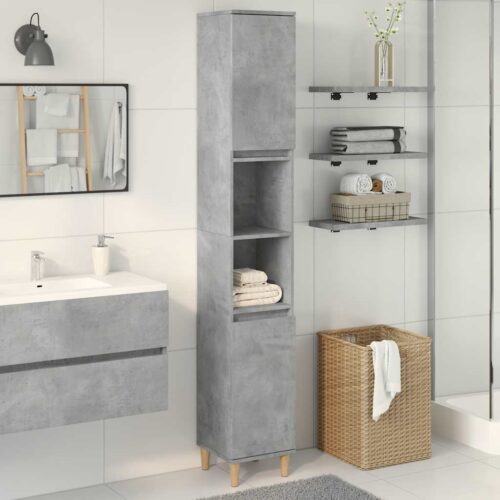 Bathroom Cabinet Concrete Grey 30x30x190cm Engineered Wood - Image 4