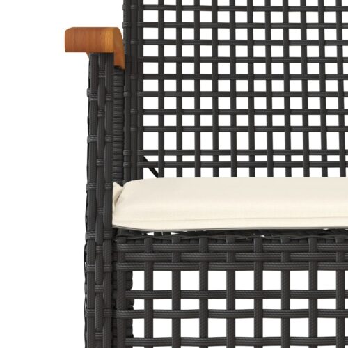 5-Piece Garden Dining Set with Cushions Black Poly Rattan - Image 4
