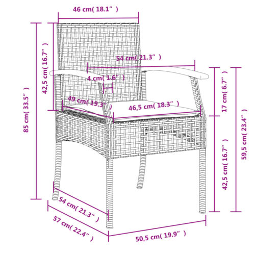 5-Piece Garden Dining Set with Cushions Black Poly Rattan - Image 8