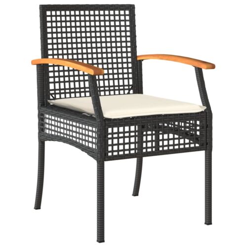 5-Piece Garden Dining Set with Cushions Black Poly Rattan - Image 3