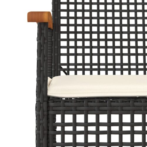 5-Piece Garden Dining Set with Cushions Black Poly Rattan - Image 5